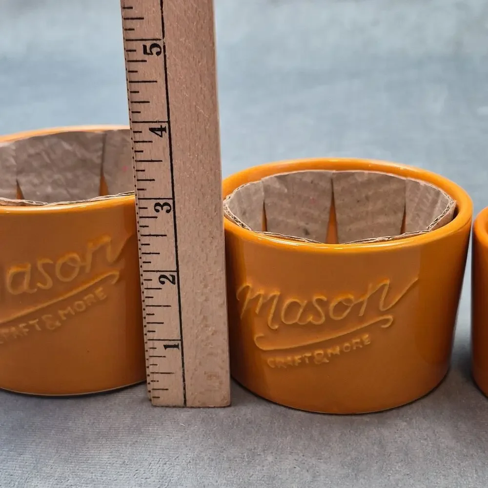 Mason Craft & and More 3 Piece Orange Nesting Bowls Ramekins Ceramic 8-10-16 oz.